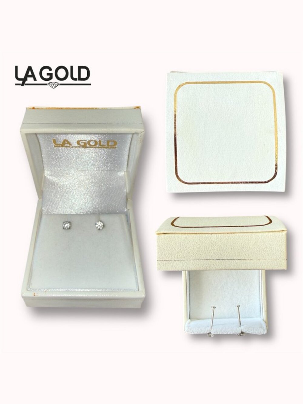 LA Gold cubic zirconia stainless steel earring studs